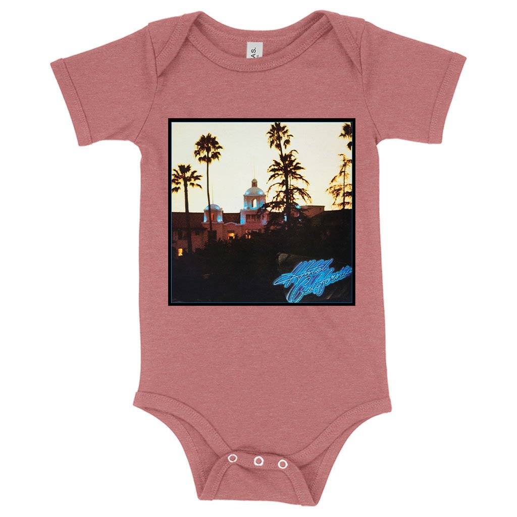 84472-751fd9.jpeg Baby Eagles Hotel California Onesie - Vintage Onesies Baby Clothing Kids & Baby Color : Mauve Triblend|Peach Triblend|Ice Blue Triblend