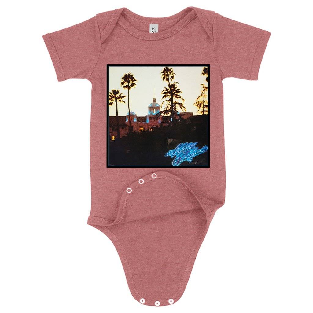 84472-8ad6f5.jpeg Baby Eagles Hotel California Onesie - Vintage Onesies Baby Clothing Kids & Baby Color : Mauve Triblend|Peach Triblend|Ice Blue Triblend