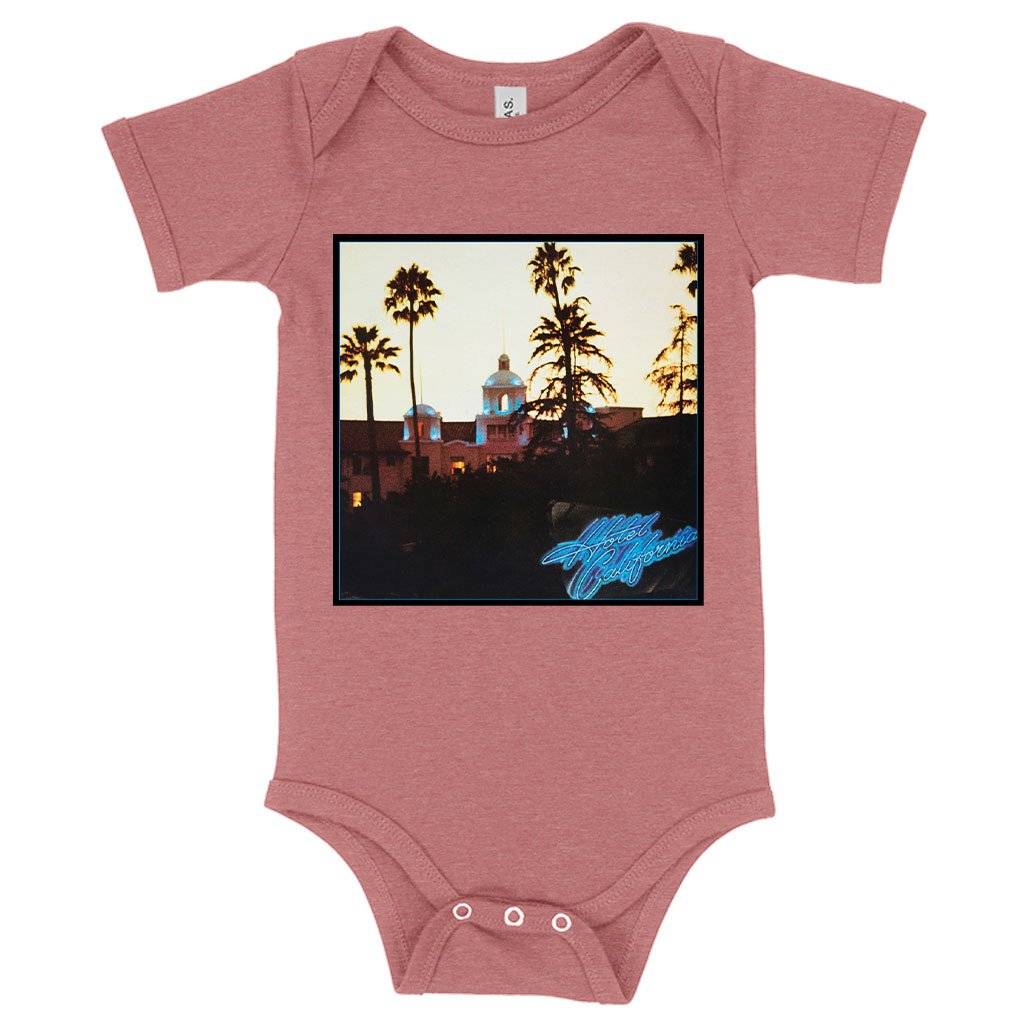 84472-93e06c.jpeg Baby Eagles Hotel California Onesie - Vintage Onesies Baby Clothing Kids & Baby Color : Mauve Triblend|Peach Triblend|Ice Blue Triblend