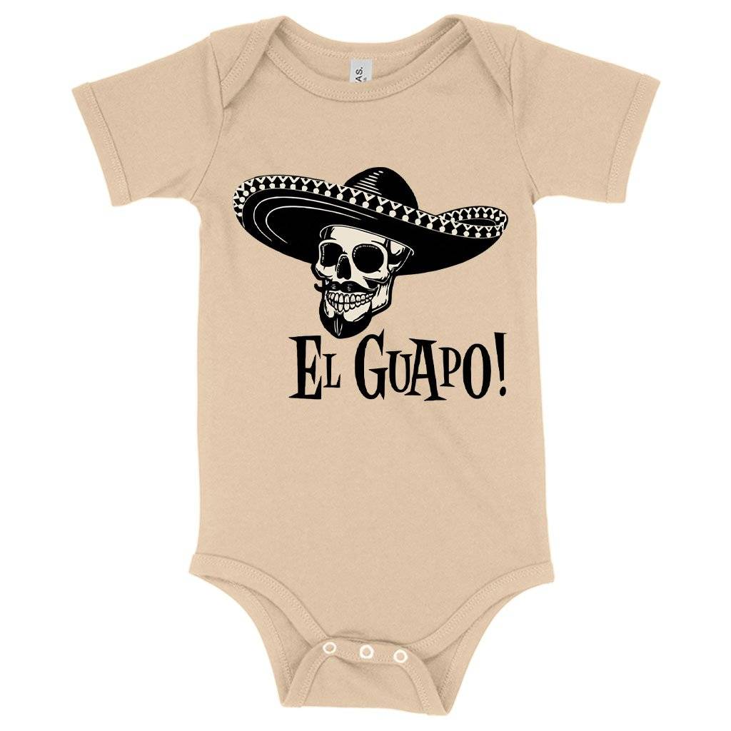 84491-289109.jpeg Baby Jersey El Guapo Onesie - Retro Onesie Baby Clothing Kids & Baby Color : Heather Dust|Yellow|White