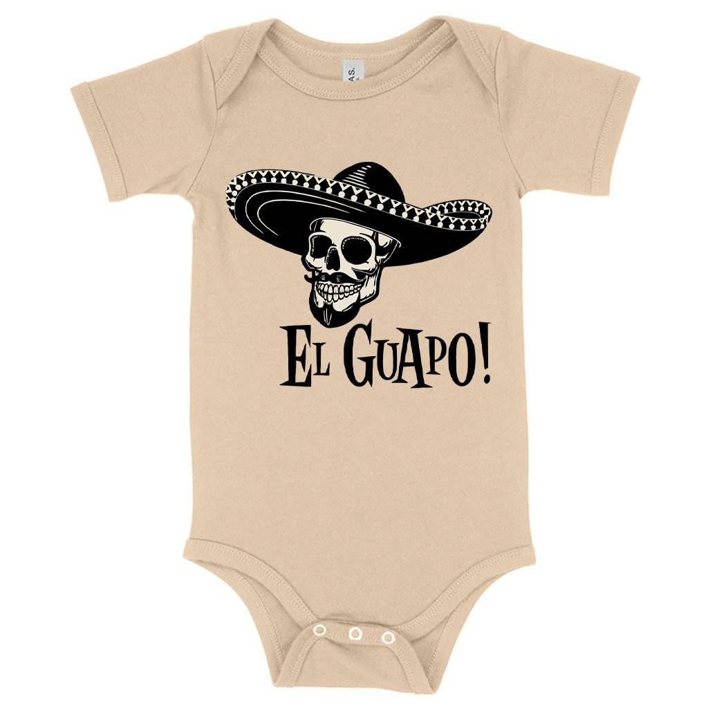 84491-349db3.jpeg Baby Jersey El Guapo Onesie - Retro Onesie Baby Clothing Kids & Baby Color : Heather Dust|Yellow|White