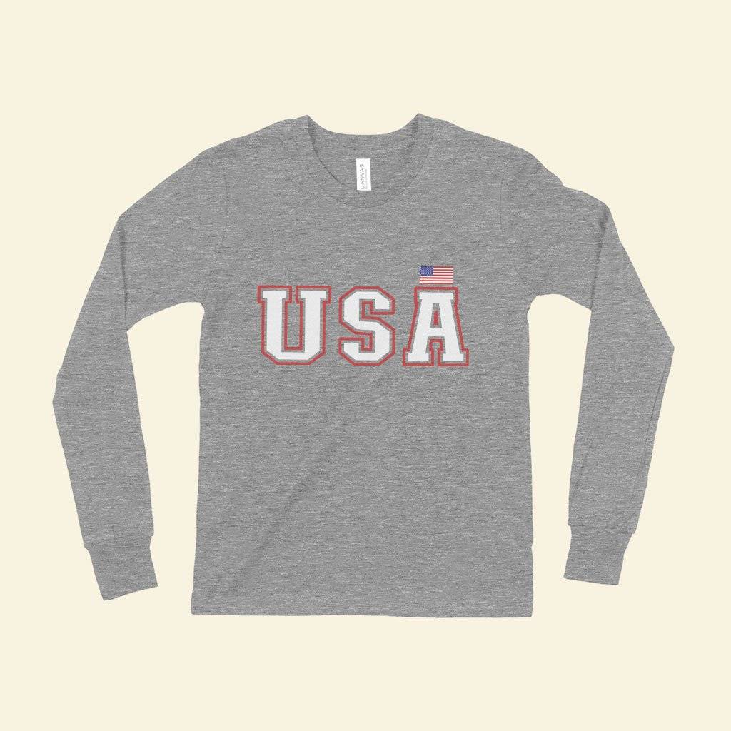 84683-78555f.jpeg Kids' Long Sleeve USA T-Shirt Kids & Baby Kids' Clothing Color : White|Gray Triblend|True Royal Blue