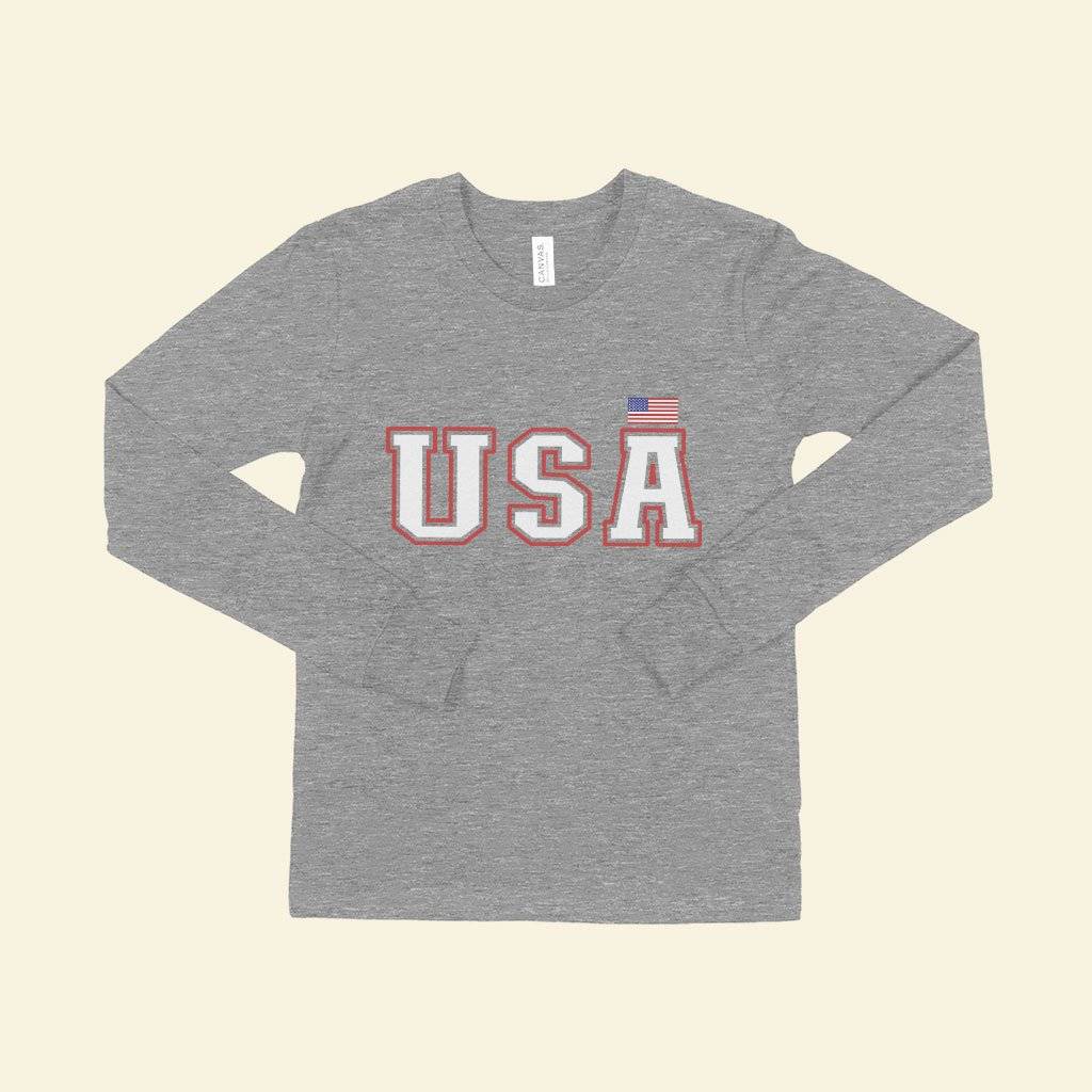 84683-93bd1a.jpeg Kids' Long Sleeve USA T-Shirt Kids & Baby Kids' Clothing Color : White|Gray Triblend|True Royal Blue