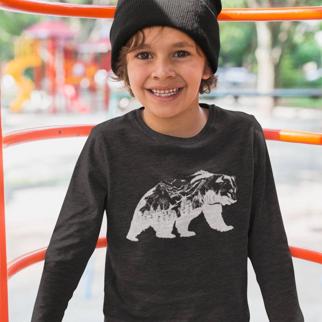 84691-4ee25a.jpg Kids' Long Sleeve Mountain Bear T-Shirt Kids & Baby Kids' Clothing Color : Dark Gray Heather|True Royal Blue|Heather Yellow Gold