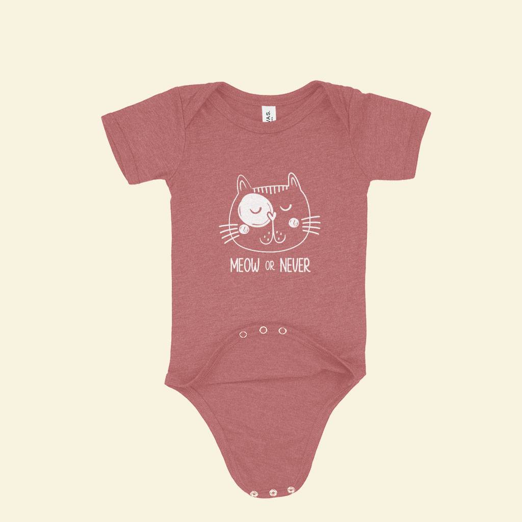 Meow or Never Baby Triblend One-Piece Baby Clothing Kids & Baby Color : Gray Triblend|Ice Blue Triblend|Mauve Triblend 