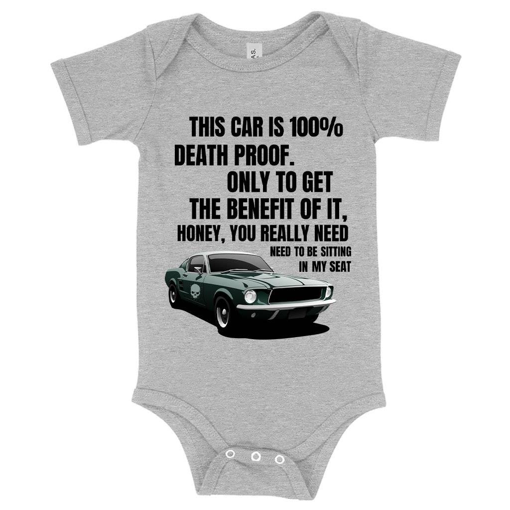 Baby This Car Is 100% Death Proof Onesie – Death Proof Movie Onesie Baby Clothing Kids & Baby Baby This Car Is 100% Death Proof Onesie - Death Proof Movie Onesie Baby Clothing Kids & Baby Color : Gray Triblend|Peach Triblend|Mauve Triblend