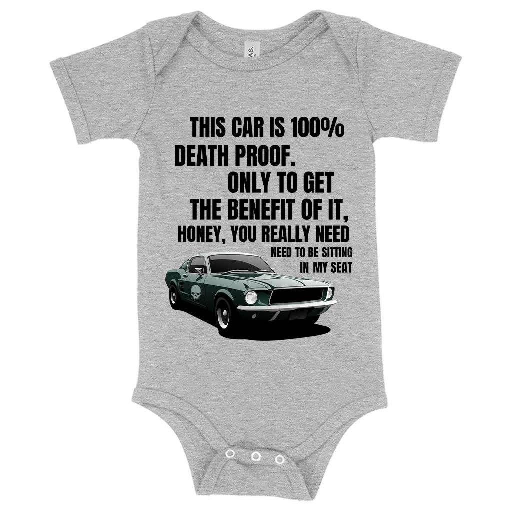 Baby This Car Is 100% Death Proof Onesie – Death Proof Movie Onesie Baby Clothing Kids & Baby Baby This Car Is 100% Death Proof Onesie - Death Proof Movie Onesie Baby Clothing Kids & Baby Color : Gray Triblend|Peach Triblend|Mauve Triblend