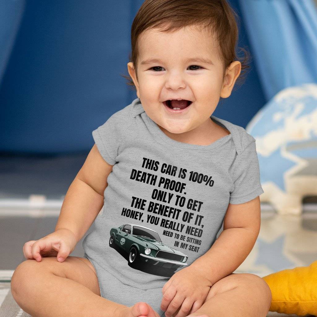 Baby This Car Is 100% Death Proof Onesie – Death Proof Movie Onesie Baby Clothing Kids & Baby Baby This Car Is 100% Death Proof Onesie - Death Proof Movie Onesie Baby Clothing Kids & Baby Color : Gray Triblend|Peach Triblend|Mauve Triblend