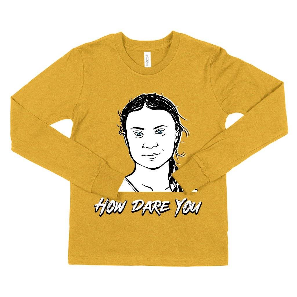 Kids’ How Dare You Long Sleeve T-Shirt – Greta Thunberg T-Shirt – Climate Change Tee Shirt Kids & Baby Kids’ Clothing Kids' How Dare You Long Sleeve T-Shirt - Greta Thunberg T-Shirt - Climate Change Tee Shirt Kids & Baby Kids' Clothing Color : Gray Triblend|True Royal Blue|Heather Yellow Gold