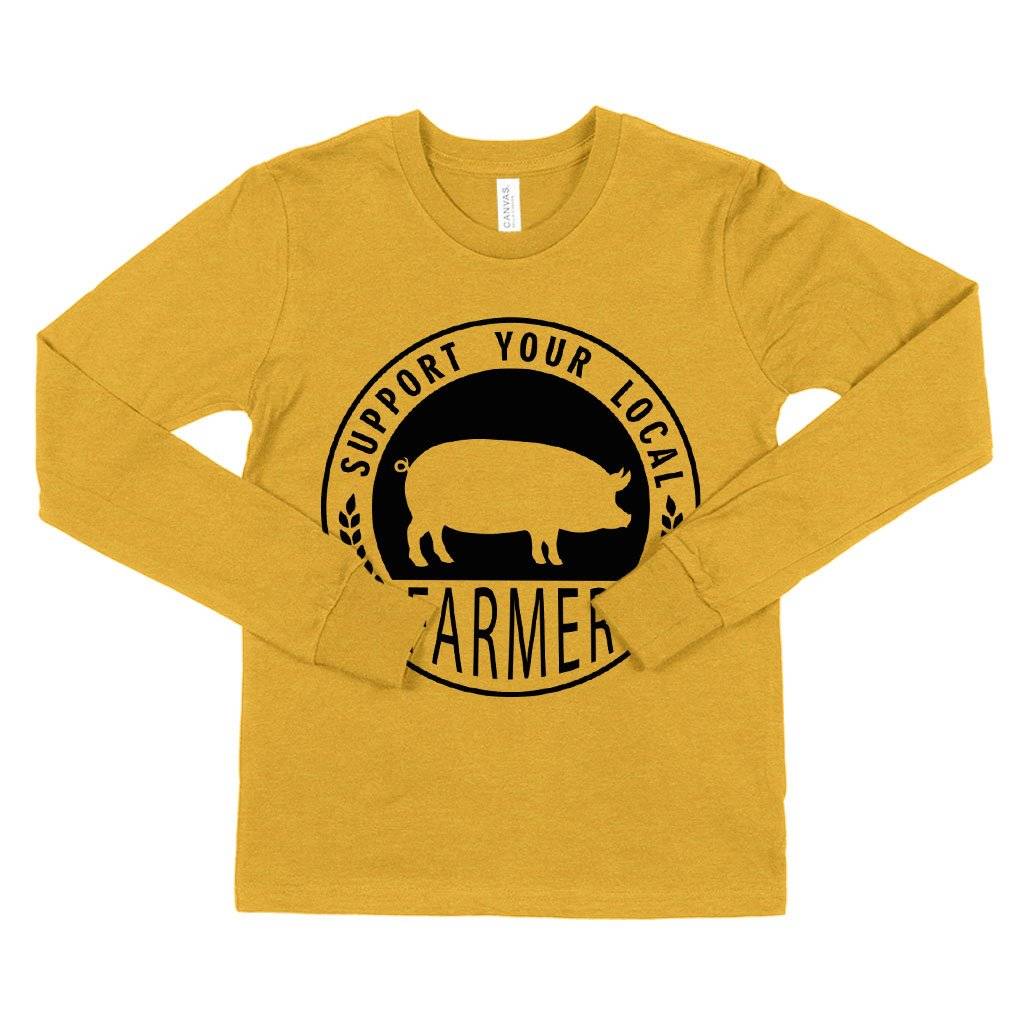 Kids’ Support Your Local Farmer Long Sleeve T-Shirt – Farmers’ Market T-Shirts – T-Shirts for Farmers Kids & Baby Kids’ Clothing Kids' Support Your Local Farmer Long Sleeve T-Shirt - Farmers' Market T-Shirts - T-Shirts for Farmers Kids & Baby Kids' Clothing Color : Heather Yellow Gold|Black|White