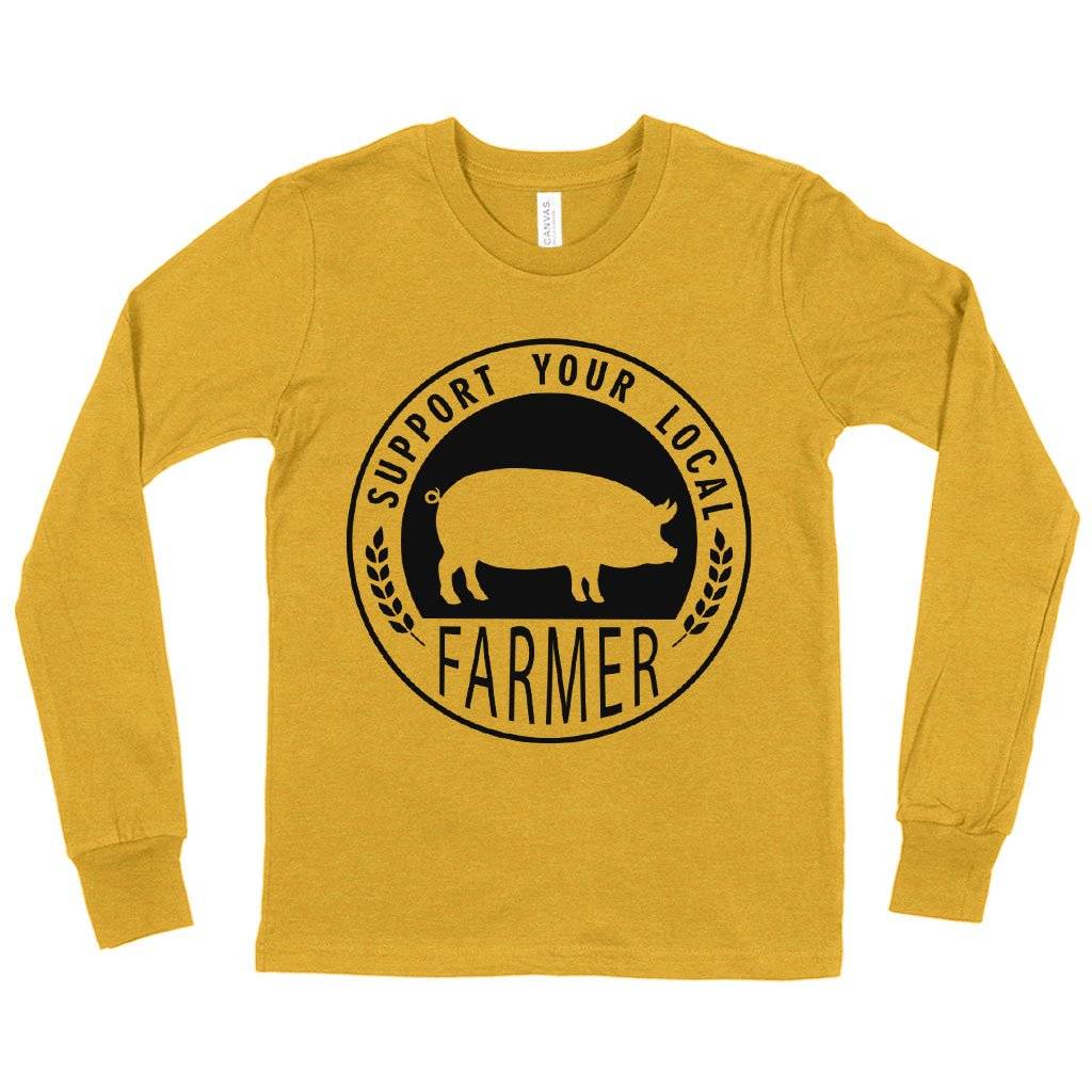 Kids’ Support Your Local Farmer Long Sleeve T-Shirt – Farmers’ Market T-Shirts – T-Shirts for Farmers Kids & Baby Kids’ Clothing Kids' Support Your Local Farmer Long Sleeve T-Shirt - Farmers' Market T-Shirts - T-Shirts for Farmers Kids & Baby Kids' Clothing Color : Heather Yellow Gold|Black|White