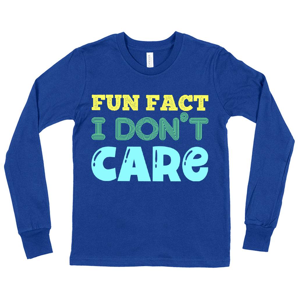 Kids’ Fun Fact I Don’t Care Long Sleeve T-Shirt – Sarcastic T-Shirts Kids & Baby Kids’ Clothing Kids' Fun Fact I Don’t Care Long Sleeve T-Shirt - Sarcastic T-Shirts Kids & Baby Kids' Clothing Color : True Royal Blue|Dark Gray Heather|Heather Yellow Gold