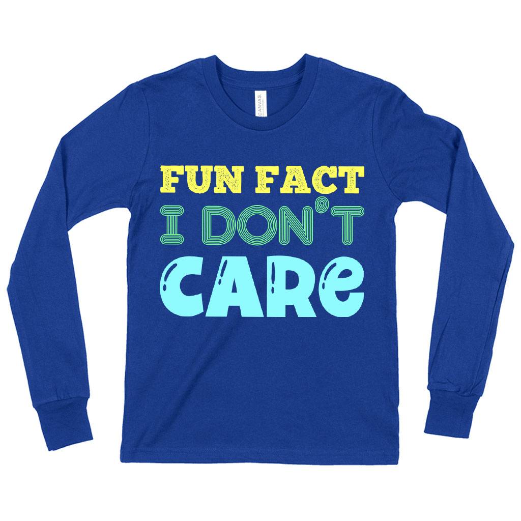 Kids’ Fun Fact I Don’t Care Long Sleeve T-Shirt – Sarcastic T-Shirts Kids & Baby Kids’ Clothing Kids' Fun Fact I Don’t Care Long Sleeve T-Shirt - Sarcastic T-Shirts Kids & Baby Kids' Clothing Color : True Royal Blue|Dark Gray Heather|Heather Yellow Gold