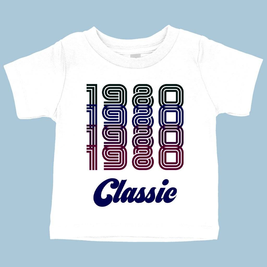 Baby 1980 Classic T-Shirt – 1980 T-Shirt – 80s Tee Shirt Baby Clothing Kids & Baby Baby 1980 Classic T-Shirt - 1980 T-Shirt - 80s Tee Shirt Baby Clothing Kids & Baby Color : Yellow|White|Heather Columbia Blue