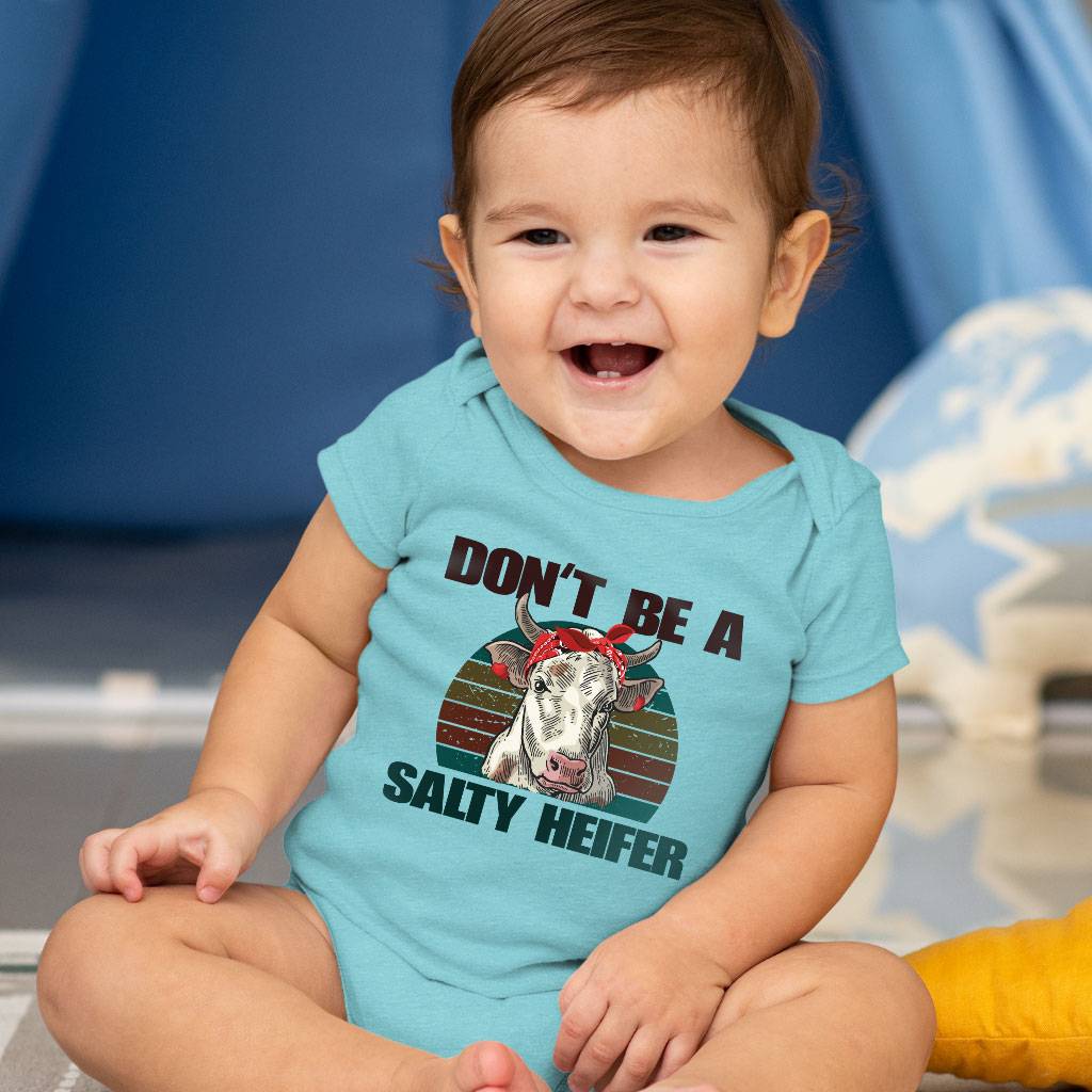 Baby Don’t Be a Salty Heifer Onesie – Cow Onesie Baby Clothing Kids & Baby Baby Don’t Be a Salty Heifer Onesie - Cow Onesie Baby Clothing Kids & Baby Color : Gray Triblend|Ice Blue Triblend|Peach Triblend