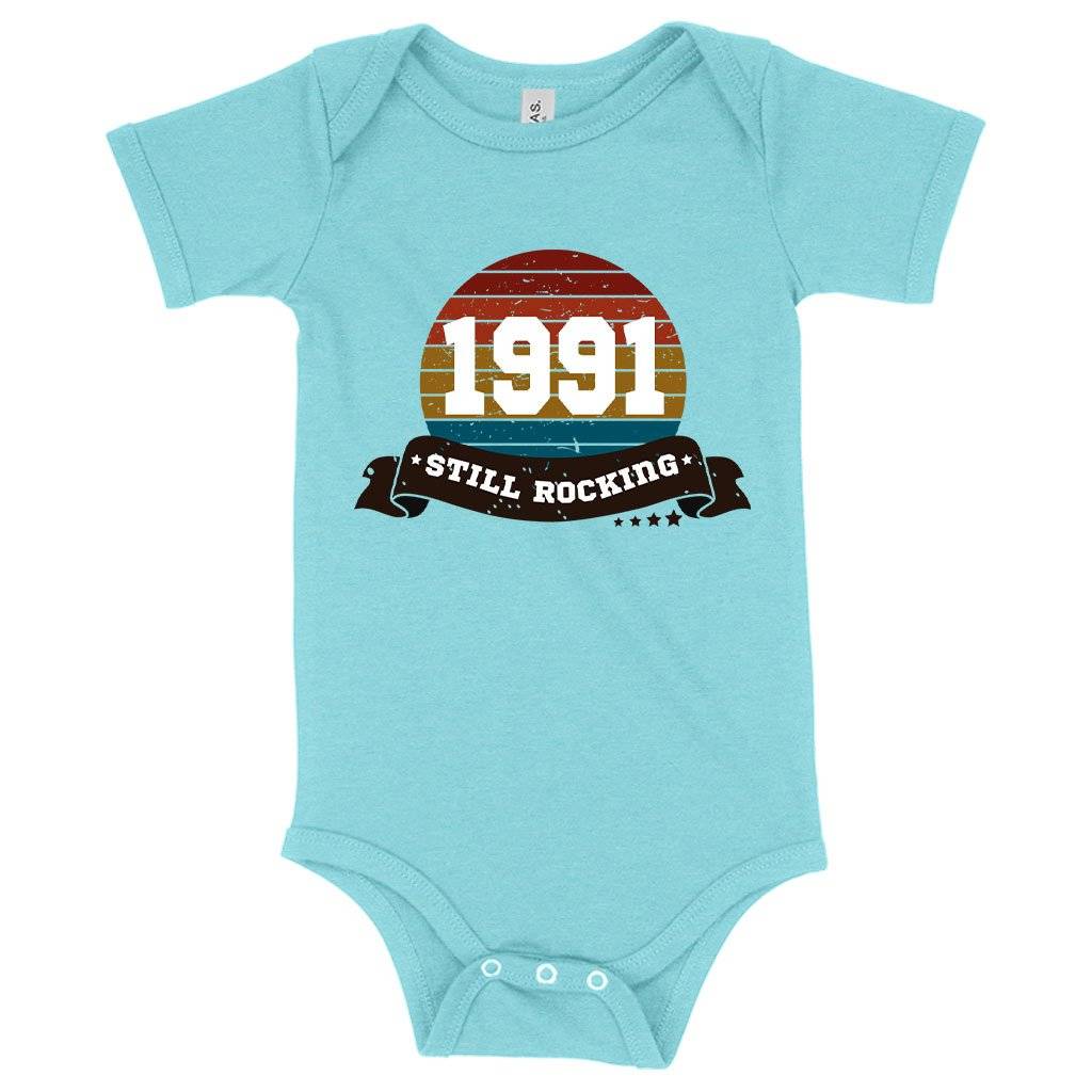 Baby 1991 Still Rocking Onesie – 1991 Onesie – 1991 Clothing Baby Feeding Kids & Baby Baby 1991 Still Rocking Onesie - 1991 Onesie - 1991 Clothing Baby Feeding Kids & Baby Color : Peach Triblend|Ice Blue Triblend|Mauve Triblend