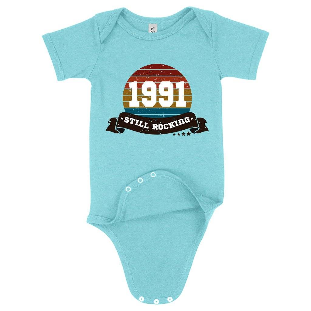 Baby 1991 Still Rocking Onesie – 1991 Onesie – 1991 Clothing Baby Feeding Kids & Baby Baby 1991 Still Rocking Onesie - 1991 Onesie - 1991 Clothing Baby Feeding Kids & Baby Color : Peach Triblend|Ice Blue Triblend|Mauve Triblend