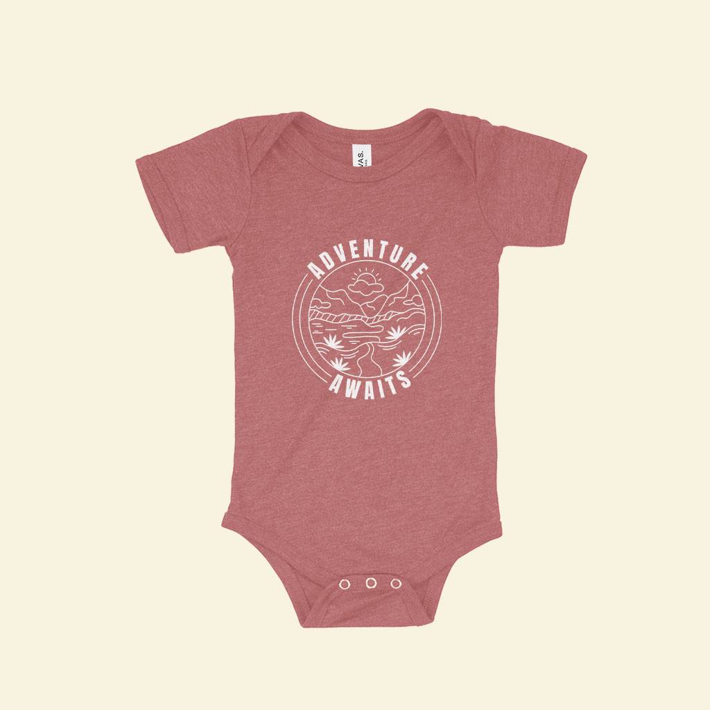 Adventure Awaits Baby Triblend One-Piece Baby Clothing Kids & Baby Adventure Awaits Baby Triblend One-Piece Baby Clothing Kids & Baby Color : Gray Triblend|Ice Blue Triblend|Mauve Triblend
