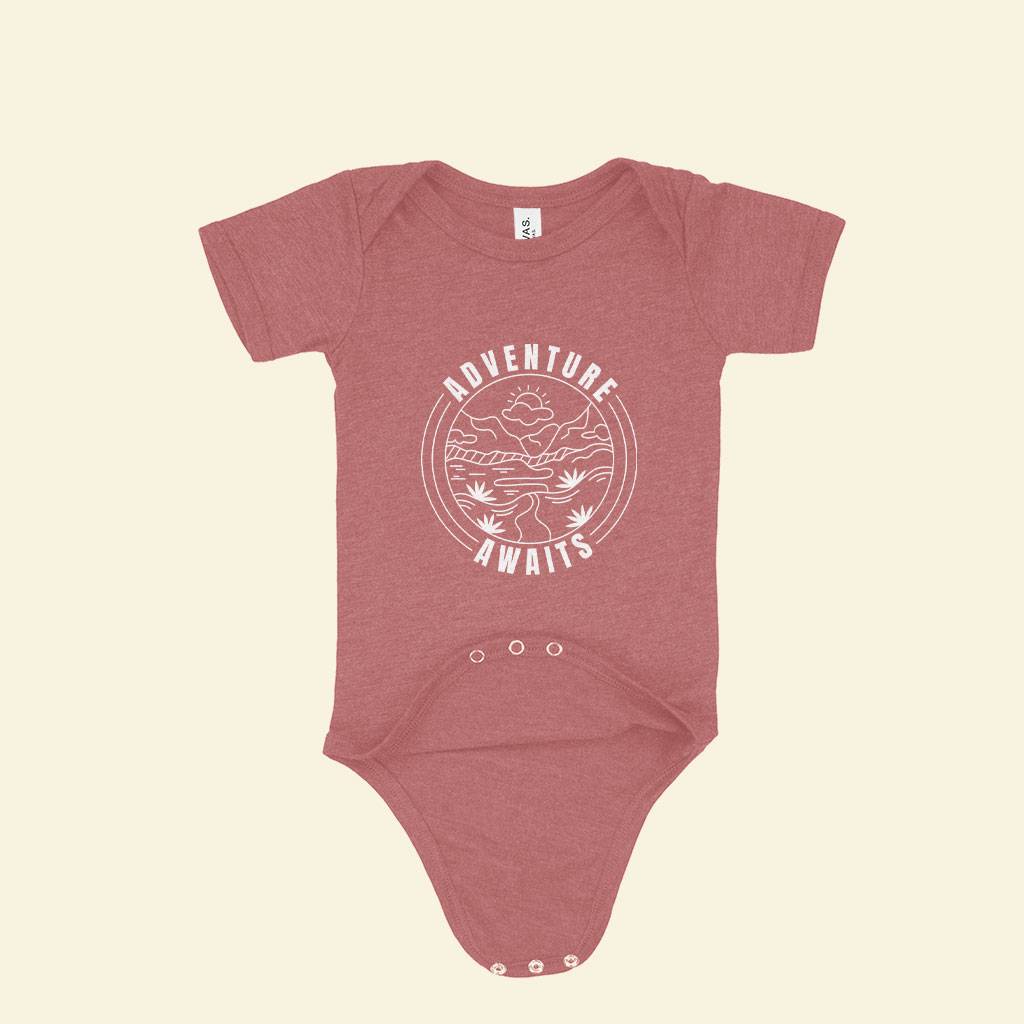 Adventure Awaits Baby Triblend One-Piece Baby Clothing Kids & Baby Adventure Awaits Baby Triblend One-Piece Baby Clothing Kids & Baby Color : Gray Triblend|Ice Blue Triblend|Mauve Triblend