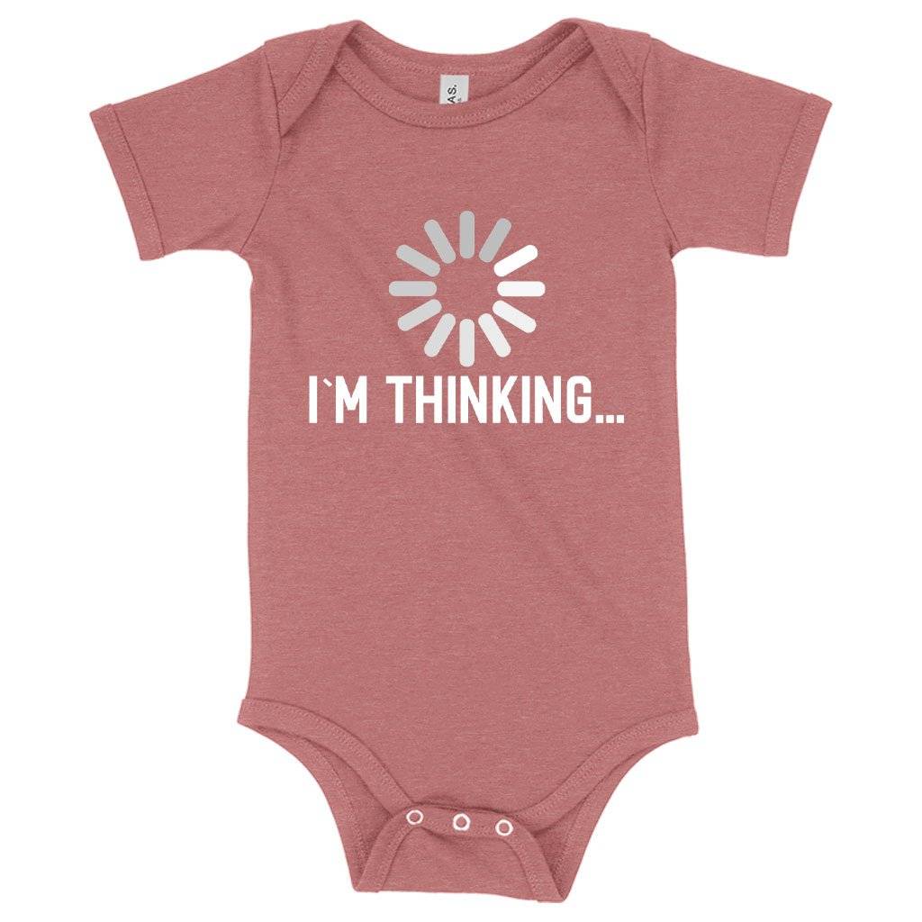 Baby I’m Thinking Funny Graphic Onesie – Cool Onesie Online Baby Clothing Kids & Baby Baby I'm Thinking Funny Graphic Onesie - Cool Onesie Online Baby Clothing Kids & Baby Color : Peach Triblend|Ice Blue Triblend|Mauve Triblend