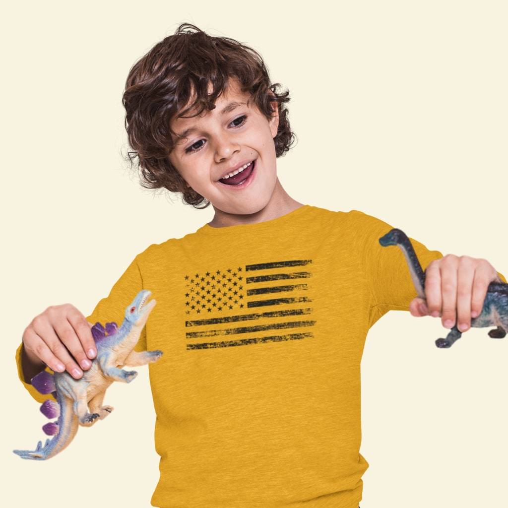 Kids’ Long Sleeve American Flag T-Shirt Kids & Baby Kids’ Clothing Kids' Long Sleeve American Flag T-Shirt Kids & Baby Kids' Clothing Color : Gray Triblend|True Royal Blue|Heather Yellow Gold