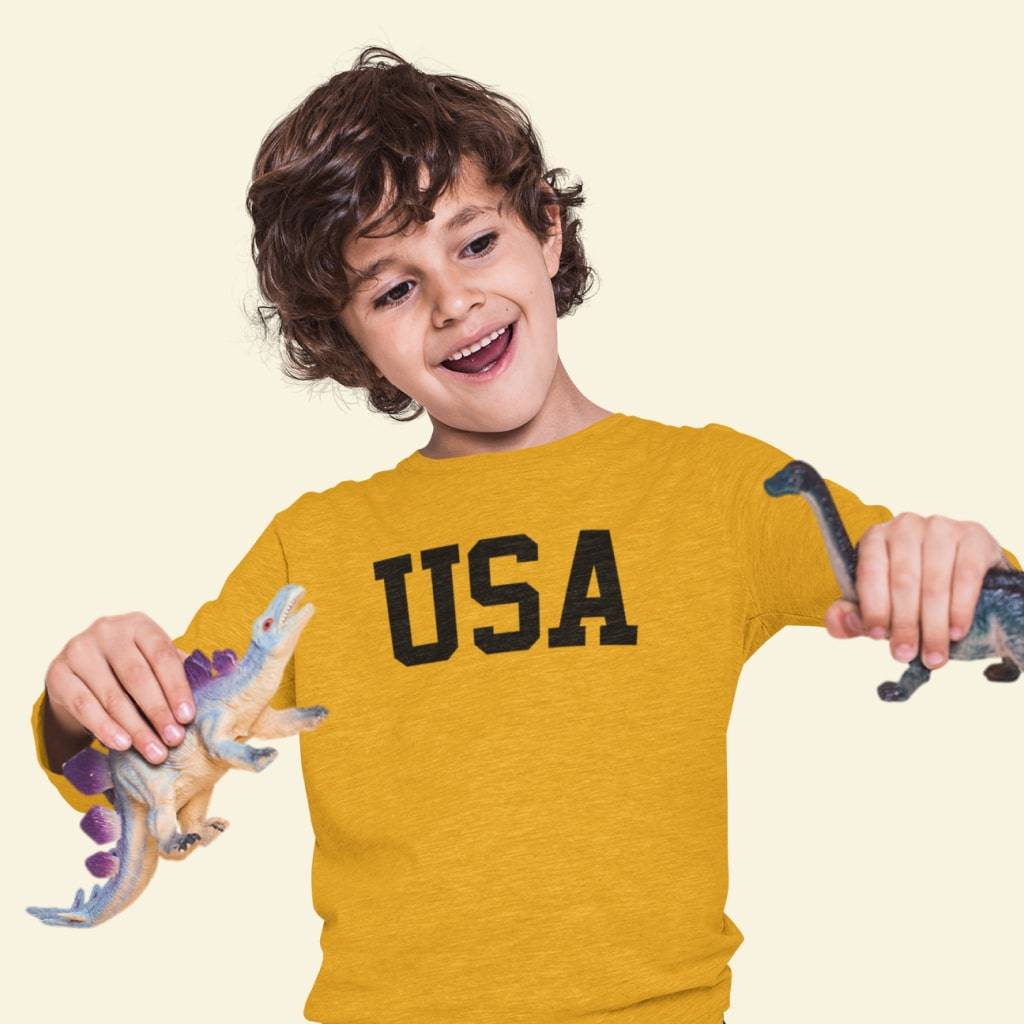 Kids’ Long Sleeve USA Tee Shirt Kids & Baby Kids’ Clothing Kids' Long Sleeve USA Tee Shirt Kids & Baby Kids' Clothing Color : Gray Triblend|True Royal Blue|Heather Yellow Gold