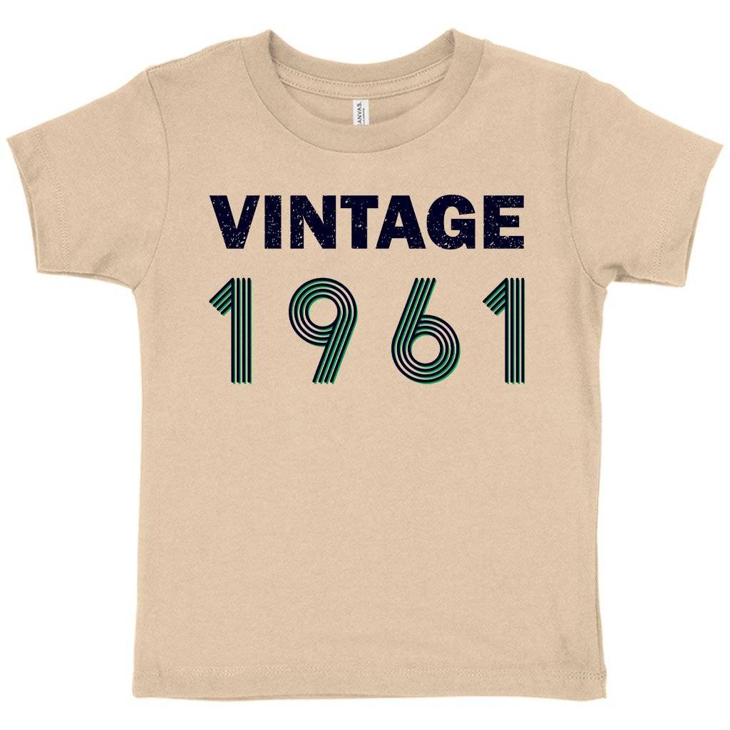 Toddler Vintage 1961 T-Shirt Kids & Baby Toddler Clothing Toddler Vintage 1961 T-Shirt Kids & Baby Toddler Clothing Color : Heather Yellow Gold|Heather Dust|Athletic Heather