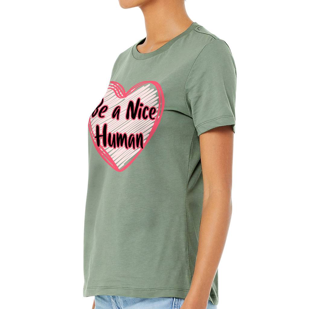 Be a Nice Human Women’s T-Shirt – Heart Print T-Shirt – Graphic Relaxed Tee Women’s Tops & Tees Be a Nice Human Women's T-Shirt - Heart Print T-Shirt - Graphic Relaxed Tee Women's Tops & Tees Color : Black|Orchid|Sage|White