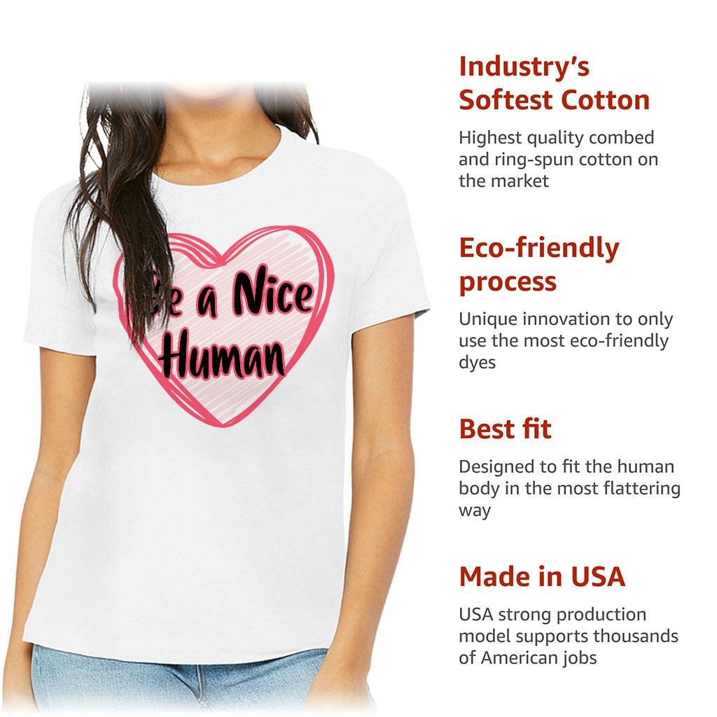 Be a Nice Human Women’s T-Shirt – Heart Print T-Shirt – Graphic Relaxed Tee Women’s Tops & Tees Be a Nice Human Women's T-Shirt - Heart Print T-Shirt - Graphic Relaxed Tee Women's Tops & Tees Color : Black|Orchid|Sage|White