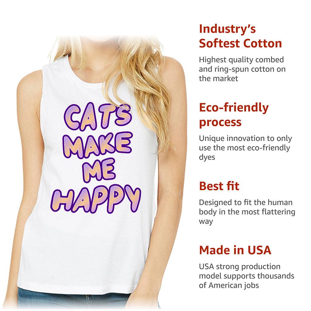 Cats Make Me Happy Women’s Muscle Tank – Cute Tank Top – Best Design Workout Tank Women Women’s Tops & Tees Cats Make Me Happy Women's Muscle Tank - Cute Tank Top - Best Design Workout Tank Women Women's Tops & Tees Color : Athletic Heather|Black|Maroon|White