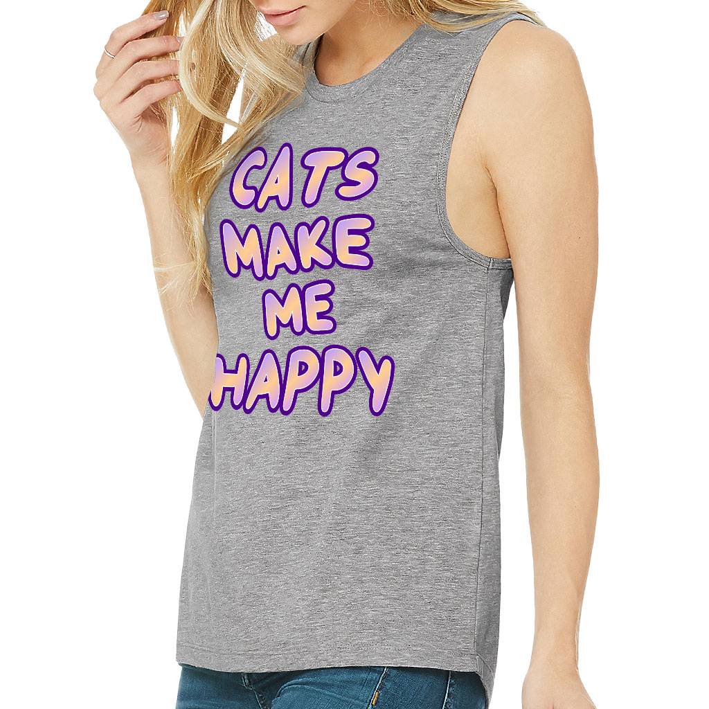 Cats Make Me Happy Women’s Muscle Tank – Cute Tank Top – Best Design Workout Tank Women Women’s Tops & Tees Cats Make Me Happy Women's Muscle Tank - Cute Tank Top - Best Design Workout Tank Women Women's Tops & Tees Color : Athletic Heather|Black|Maroon|White