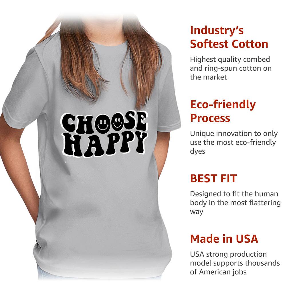Choose Happy Kids’ Classic Fit T-Shirt – Trendy T-Shirt – Printed Classic Fit Tee Kids’ Clothing Choose Happy Kids' Classic Fit T-Shirt - Trendy T-Shirt - Printed Classic Fit Tee Kids' Clothing Color : Light Gray|Light Pink|Purple|White