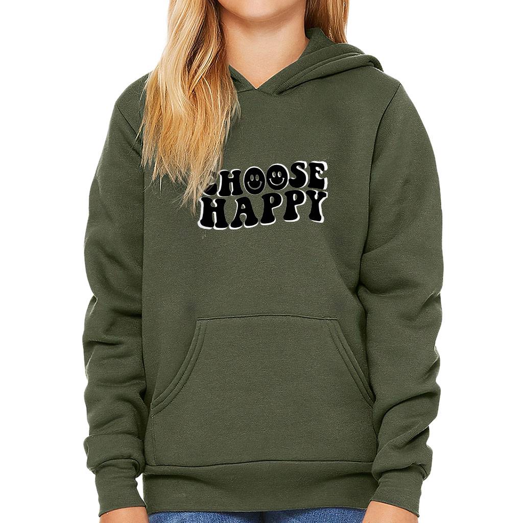 Choose Happy Kids’ Sponge Fleece Hoodie – Trendy Kids’ Hoodie – Printed Hoodie for Kids Kids’ Clothing Choose Happy Kids' Sponge Fleece Hoodie - Trendy Kids' Hoodie - Printed Hoodie for Kids Kids' Clothing Color : Athletic Heather|Black|Mauve|Military Green