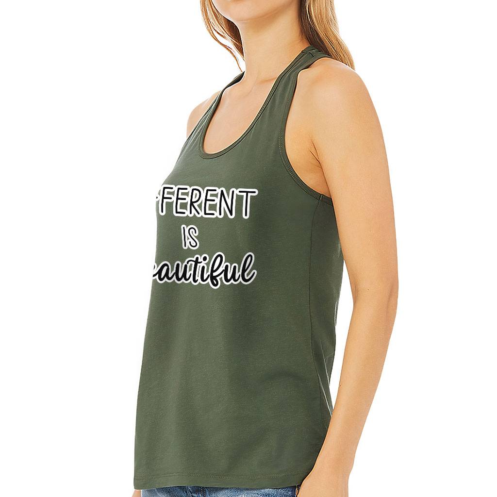 Different Is Beautiful Women’s Racerback Tank – Cute Design Tank Top – Graphic Workout Tank Women Women’s Tops & Tees Different Is Beautiful Women's Racerback Tank - Cute Design Tank Top - Graphic Workout Tank Women Women's Tops & Tees Color : Black|Military Green|Natural|White