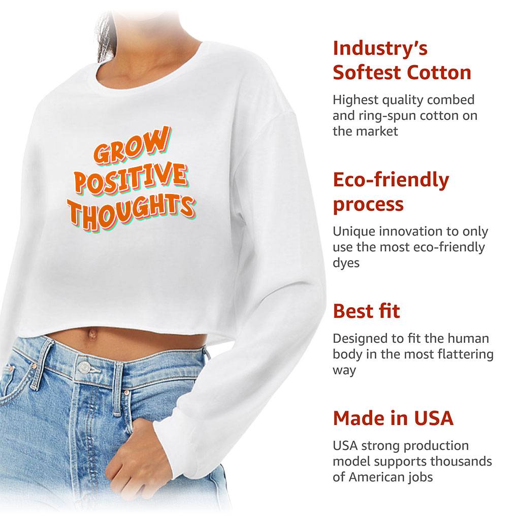 Grow Positive Thoughts Cropped Long Sleeve T-Shirt – Inspirational Women’s T-Shirt – Quote Long Sleeve Tee Women’s Tops & Tees Grow Positive Thoughts Cropped Long Sleeve T-Shirt - Inspirational Women's T-Shirt - Quote Long Sleeve Tee Women's Tops & Tees Color : Black|Mauve|Mustard|White