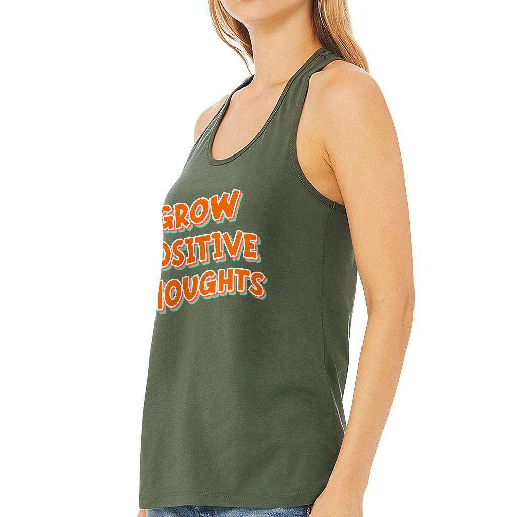 Grow Positive Thoughts Women’s Racerback Tank – Inspirational Tank Top – Quote Workout Tank Women Women’s Tops & Tees Grow Positive Thoughts Women's Racerback Tank - Inspirational Tank Top - Quote Workout Tank Women Women's Tops & Tees Color : Black|Military Green|Natural|White
