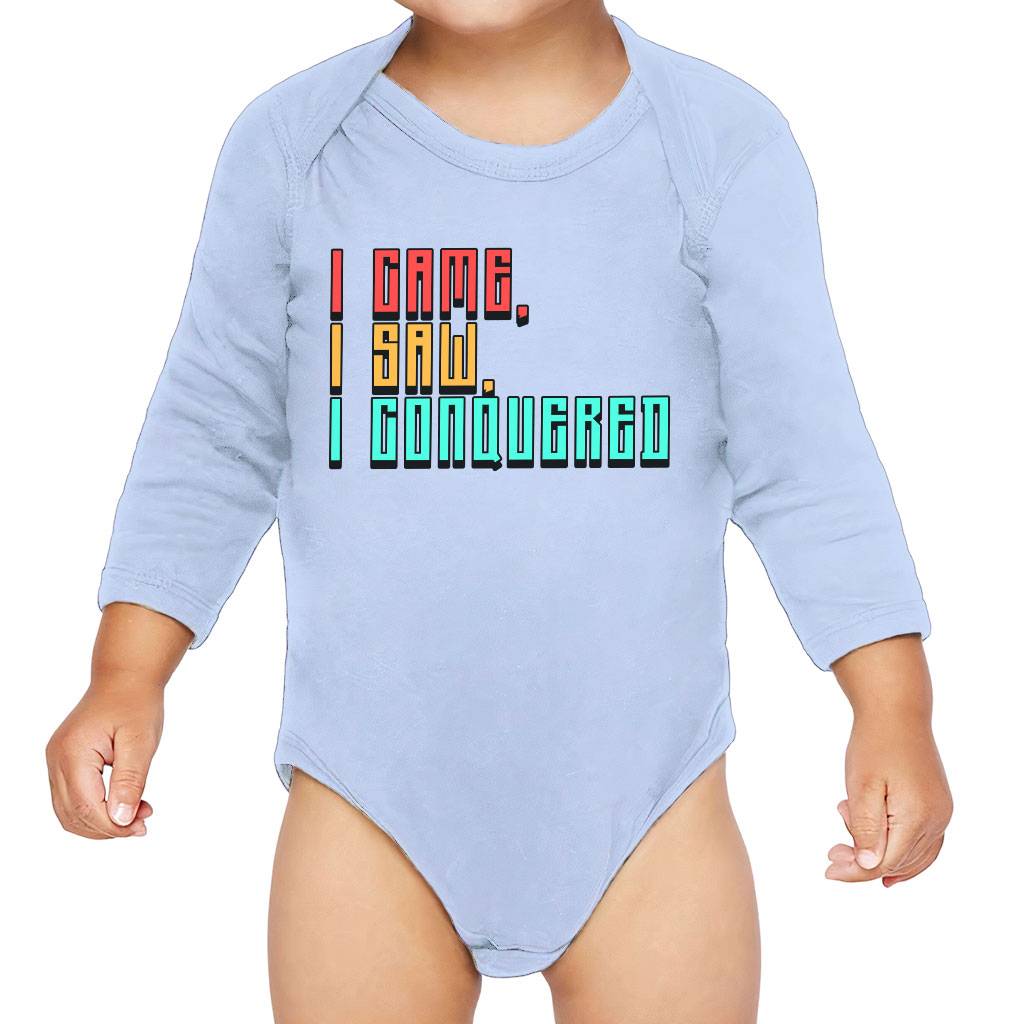 I Came I Saw I Conquered Baby Long Sleeve Onesie – Cool Baby Long Sleeve Bodysuit – Best Selling Baby One-Piece Baby Clothing Onesies I Came I Saw I Conquered Baby Long Sleeve Onesie - Cool Baby Long Sleeve Bodysuit - Best Selling Baby One-Piece Baby Clothing Onesies Color : Black|Heather|Light Blue|White