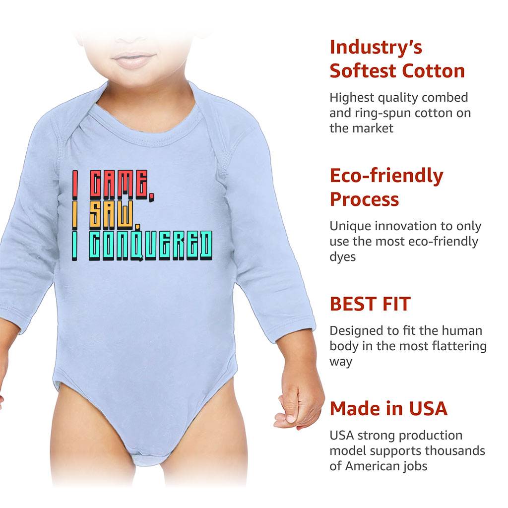 I Came I Saw I Conquered Baby Long Sleeve Onesie – Cool Baby Long Sleeve Bodysuit – Best Selling Baby One-Piece Baby Clothing Onesies I Came I Saw I Conquered Baby Long Sleeve Onesie - Cool Baby Long Sleeve Bodysuit - Best Selling Baby One-Piece Baby Clothing Onesies Color : Black|Heather|Light Blue|White