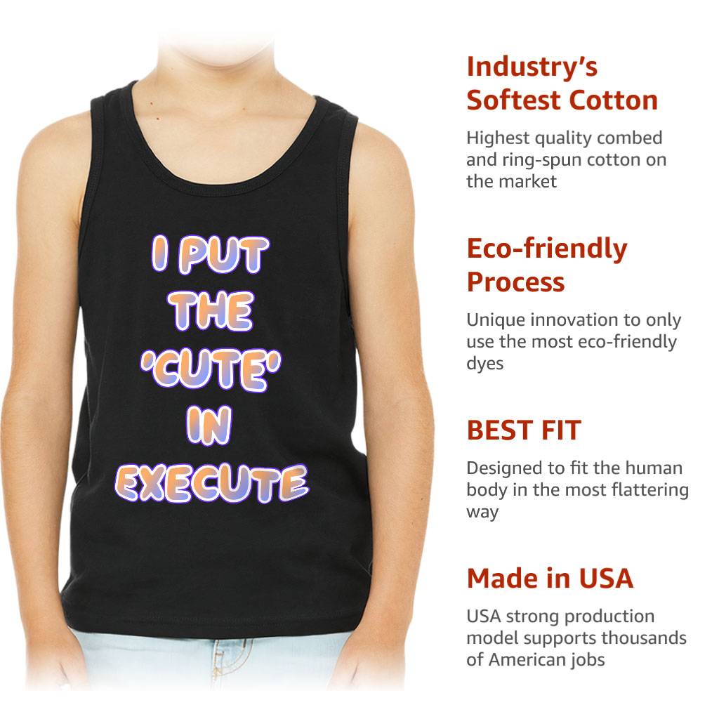 I Put the Cute in Execute Kids’ Jersey Tank – Funny Sleeveless T-Shirt – Best Print Kids’ Tank Top Kids’ Clothing I Put the Cute in Execute Kids' Jersey Tank - Funny Sleeveless T-Shirt - Best Print Kids' Tank Top Kids' Clothing Color : Athletic Heather|Black|Pink|White