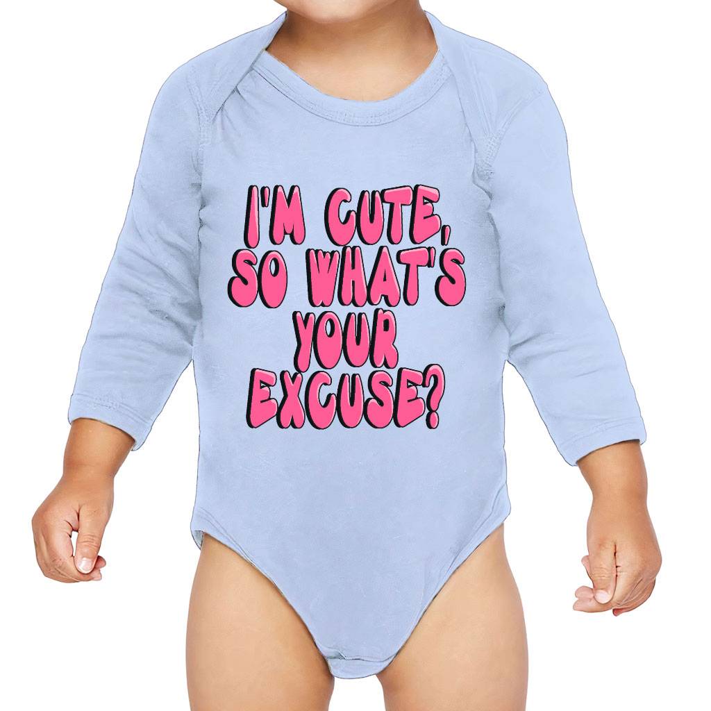 I’m Cute Baby Long Sleeve Onesie – Funny Baby Long Sleeve Bodysuit – Trendy Baby One-Piece Onesies I'm Cute Baby Long Sleeve Onesie - Funny Baby Long Sleeve Bodysuit - Trendy Baby One-Piece Onesies Color : Black|Heather|Light Blue|White