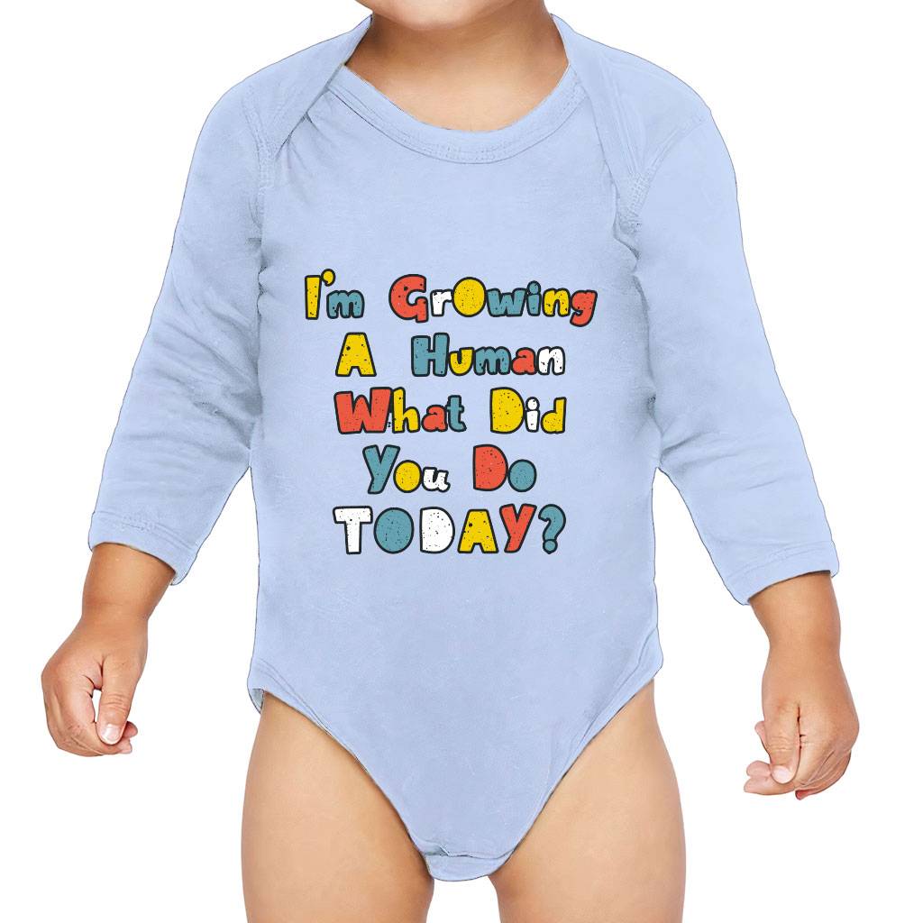 I’m Growing a Human Baby Long Sleeve Onesie – Colorful Baby Long Sleeve Bodysuit – Themed Baby One-Piece Baby Clothing I'm Growing a Human Baby Long Sleeve Onesie - Colorful Baby Long Sleeve Bodysuit - Themed Baby One-Piece Baby Clothing Color : Black|Heather|Light Blue|White