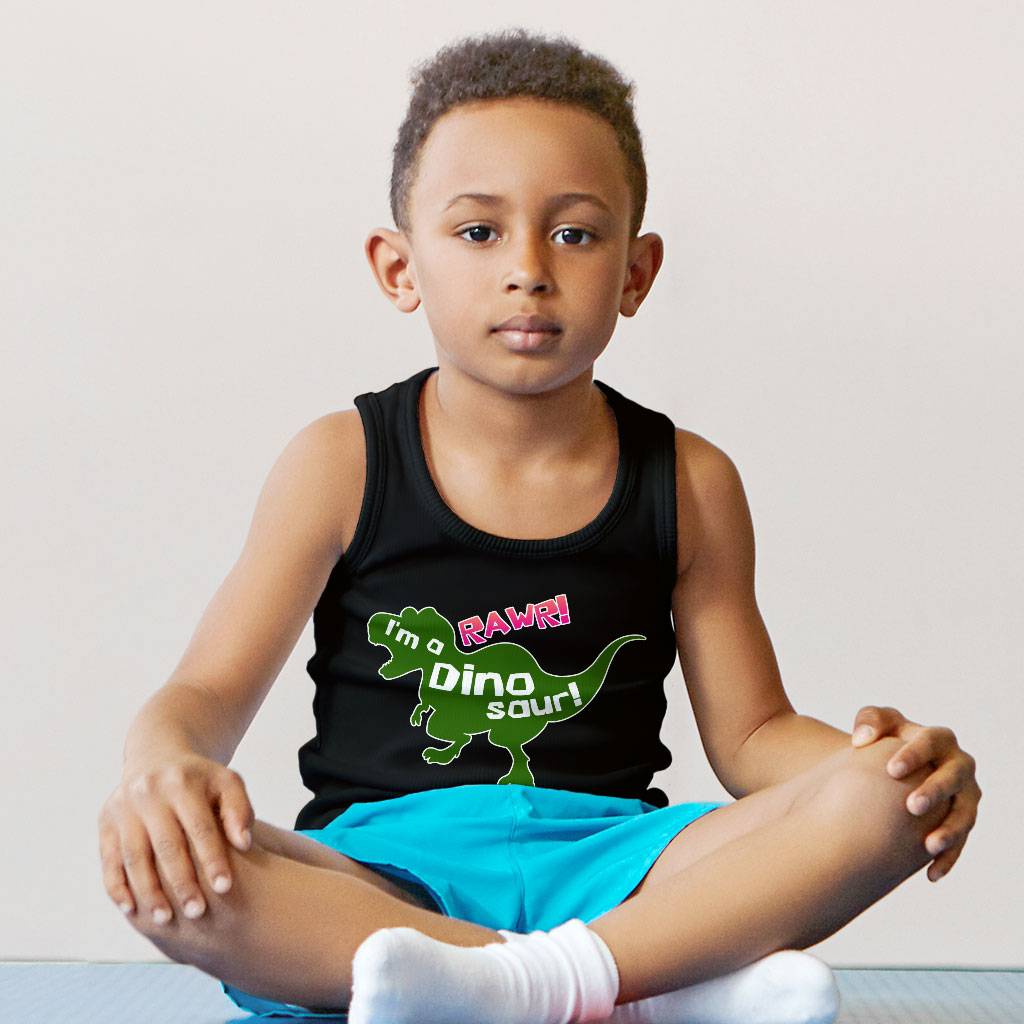 I’m a Dinosaur Kids’ Jersey Tank – Illustration Sleeveless T-Shirt – Cool Trendy Kids’ Tank Top Kids’ Clothing I'm a Dinosaur Kids' Jersey Tank - Illustration Sleeveless T-Shirt - Cool Trendy Kids' Tank Top Kids' Clothing Color : Athletic Heather|Black|White