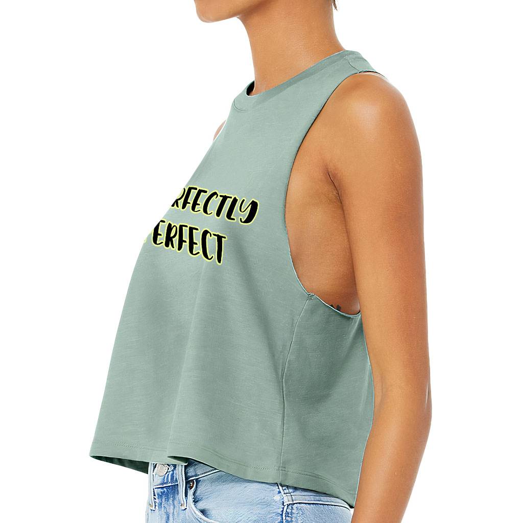 Imperfectly Perfect Racerback Cropped Tank - Cool Women's Tank - Printed Tank Top Women Women's Tops & Tees Color : Athletic Heather|Black|Heather Dusty Blue|White 