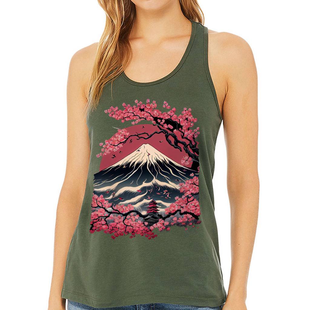 Japan Art Women’s Racerback Tank – Blossom Tank Top – Landscape Workout Tank Women Women’s Tops & Tees Japan Art Women's Racerback Tank - Blossom Tank Top - Landscape Workout Tank Women Women's Tops & Tees Color : Black|Military Green|Natural|White