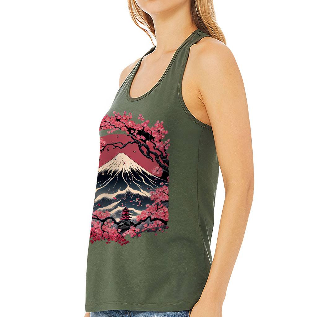 Japan Art Women’s Racerback Tank – Blossom Tank Top – Landscape Workout Tank Women Women’s Tops & Tees Japan Art Women's Racerback Tank - Blossom Tank Top - Landscape Workout Tank Women Women's Tops & Tees Color : Black|Military Green|Natural|White