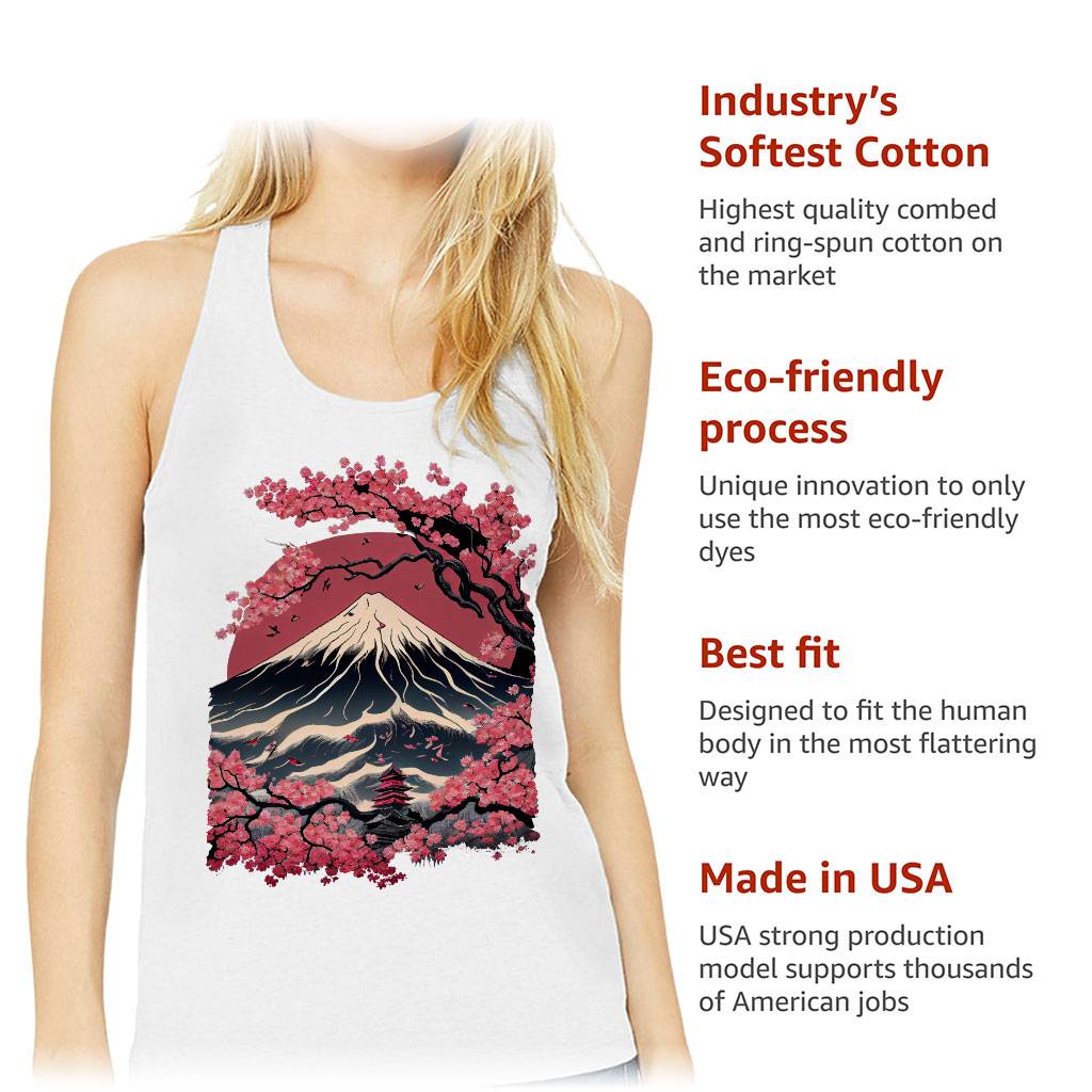 Japan Art Women’s Racerback Tank – Blossom Tank Top – Landscape Workout Tank Women Women’s Tops & Tees Japan Art Women's Racerback Tank - Blossom Tank Top - Landscape Workout Tank Women Women's Tops & Tees Color : Black|Military Green|Natural|White