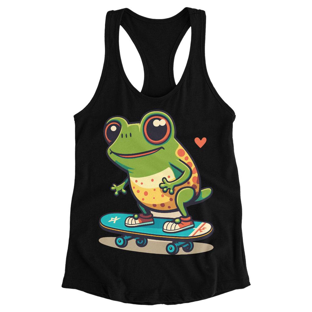 Kawaii Frog Racerback Tank – Skateboard Tank – Cute Workout Tank Women Women’s Tops & Tees Kawaii Frog Racerback Tank - Skateboard Tank - Cute Workout Tank Women Women's Tops & Tees Color : Black|Gray|White