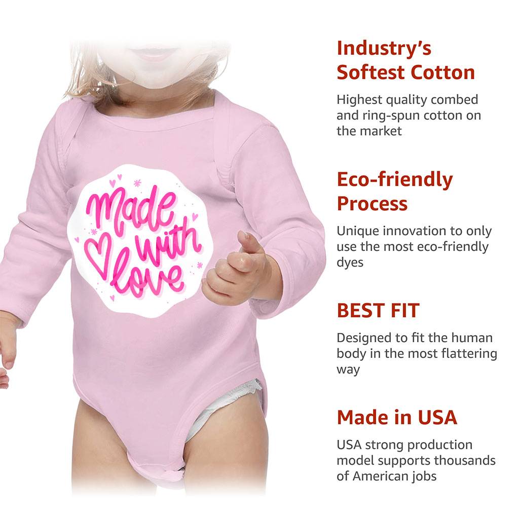 Made With Love Baby Long Sleeve Onesie – Kawaii Baby Long Sleeve Bodysuit – Best Design Baby One-Piece Baby Clothing Made With Love Baby Long Sleeve Onesie - Kawaii Baby Long Sleeve Bodysuit - Best Design Baby One-Piece Baby Clothing Color : Mauve|Natural|Pink|White