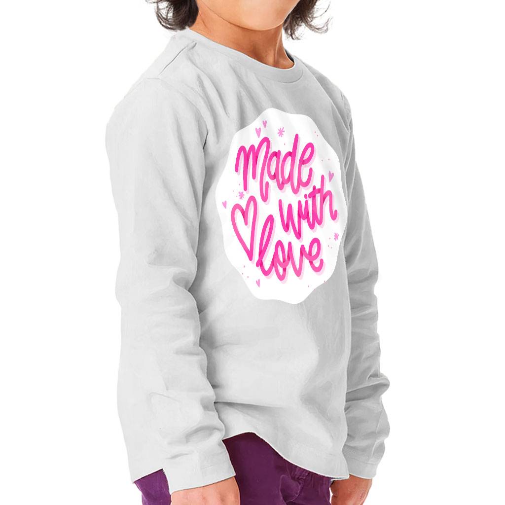 Made With Love Toddler Long Sleeve T-Shirt - Kawaii Kids' T-Shirt - Best Design Long Sleeve Tee Toddler Clothing Color : Athletic Heather|Black|Pink|White 