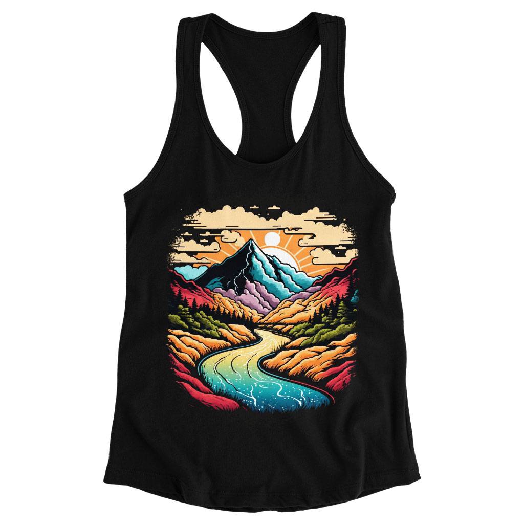 Nature Landscape Racerback Tank – Printed Tank – Cute Workout Tank Women Women’s Tops & Tees Nature Landscape Racerback Tank - Printed Tank - Cute Workout Tank Women Women's Tops & Tees Color : Black|Gray|White